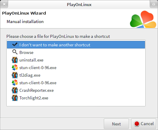 PlayOnLinux manual installation wizard, we're done here